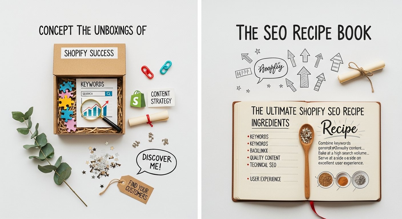 Featured illustration: Shopify SEO for e-commerce strategy and digital marketing for online businesses