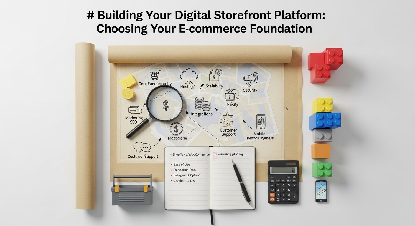 Illustration of choosing an e-commerce platform for online business strategy and digital marketing
