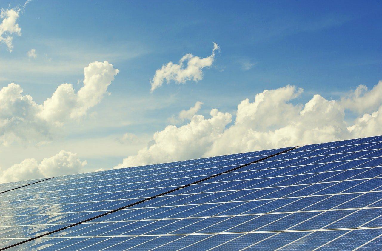 a solar panel with clouds