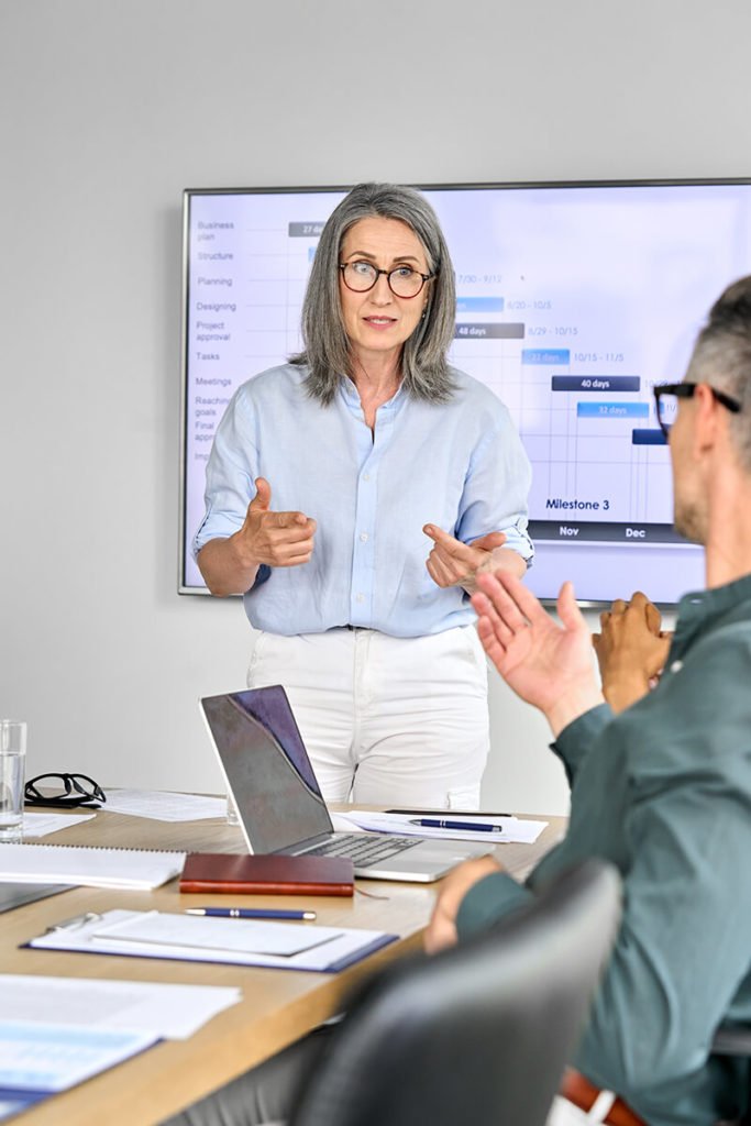 a person giving a presentation