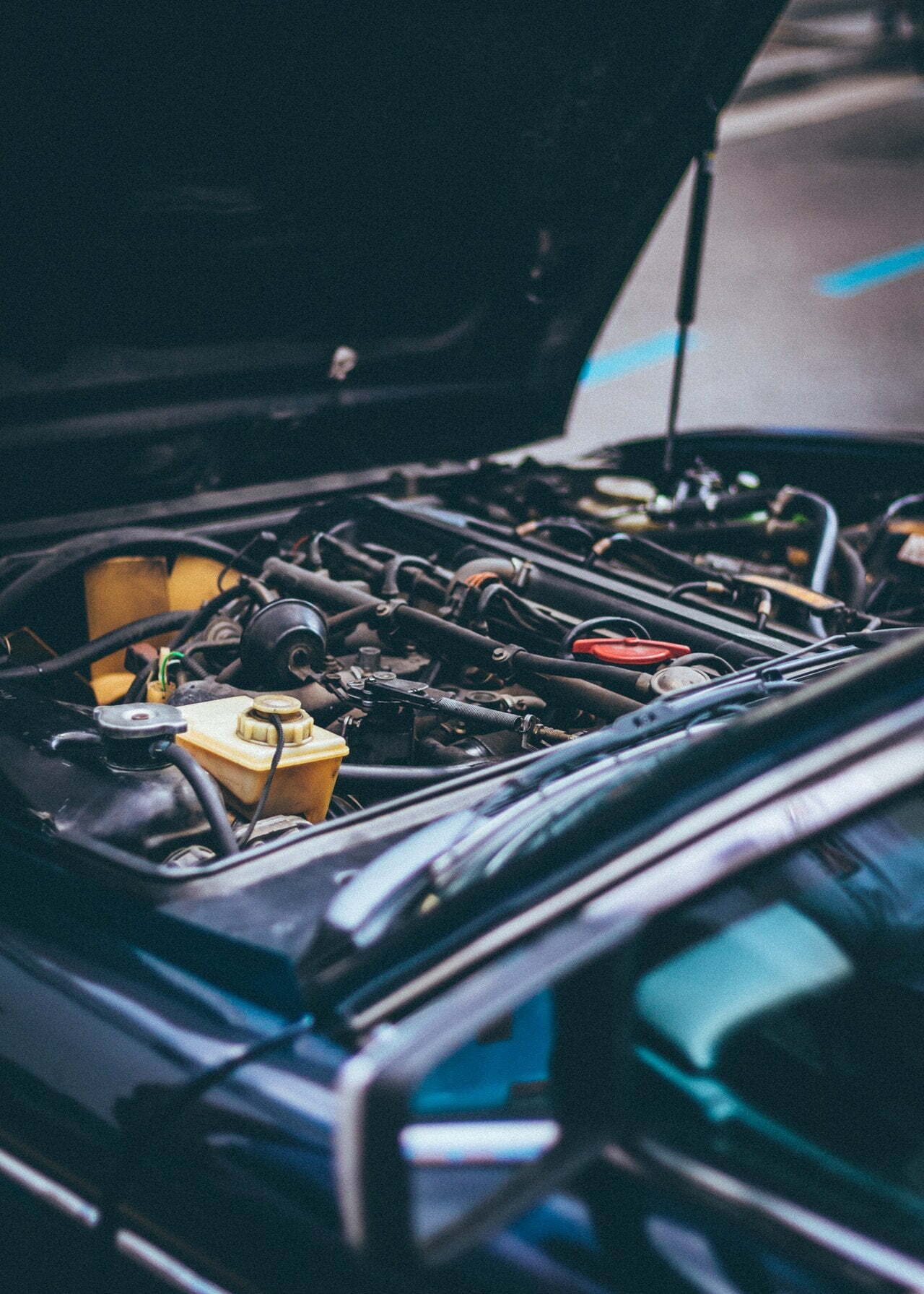 a car with a large engine