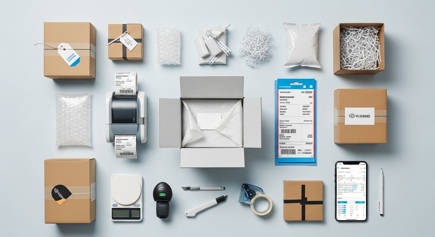 Featured illustration of e-commerce fulfillment process for online business and digital marketing strategy