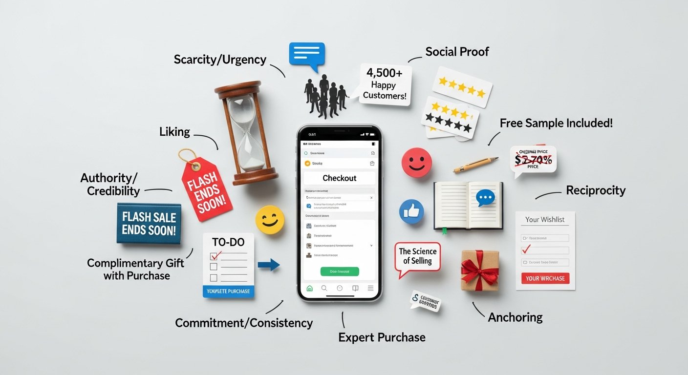 Featured illustration: psychology of persuasion in e-commerce strategy and digital marketing